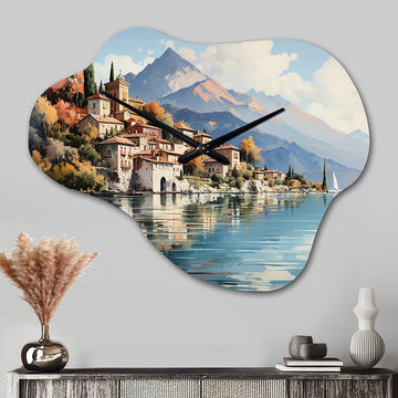 Italy Lake Como - Asymmetric Metal Wall Clock